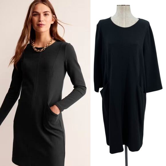 Boden Ellen Ottoman Dress Shift Pockets Black Plus Size 20 22R - Picture 1 of 11